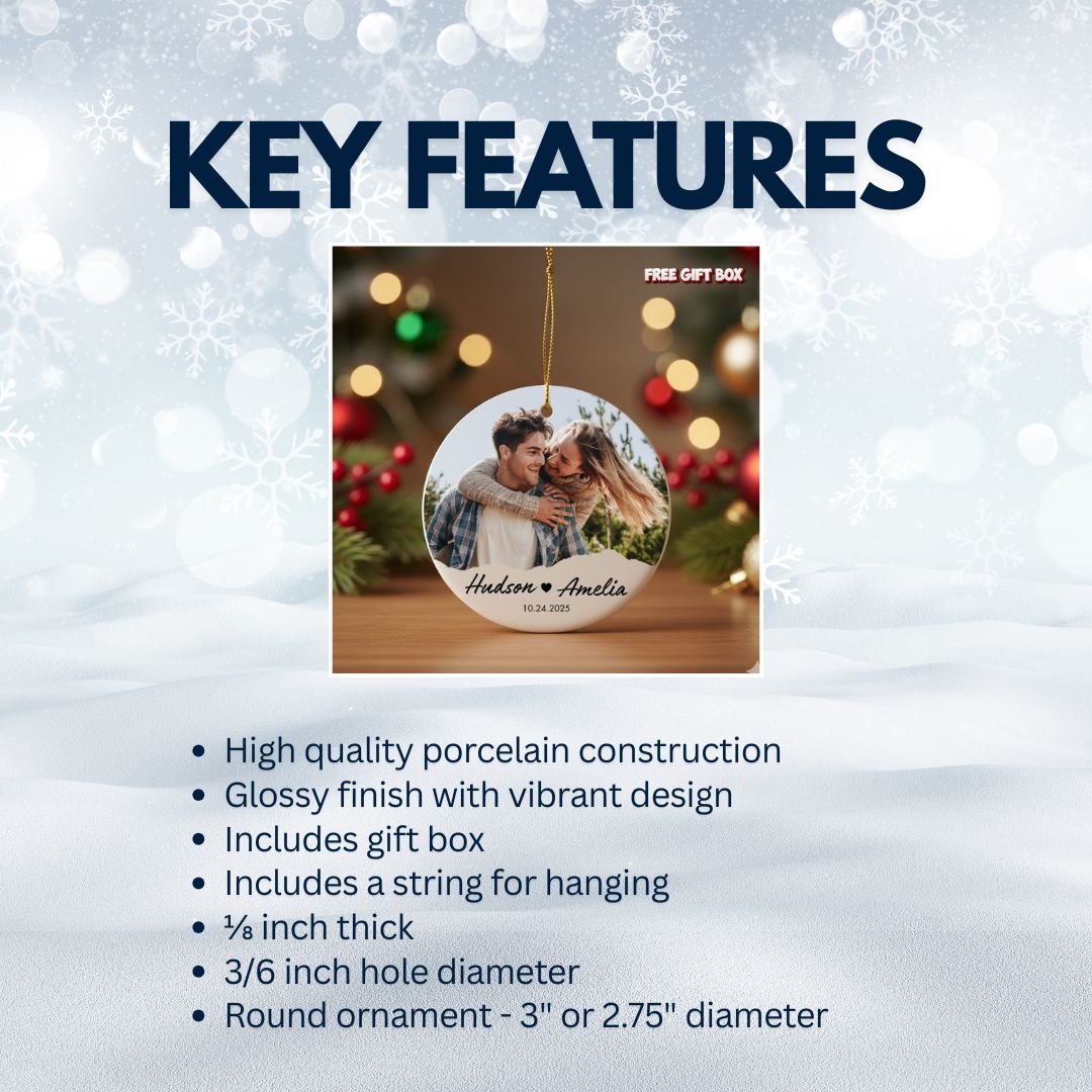 Personalized Couple Photo Ceramic Ornament