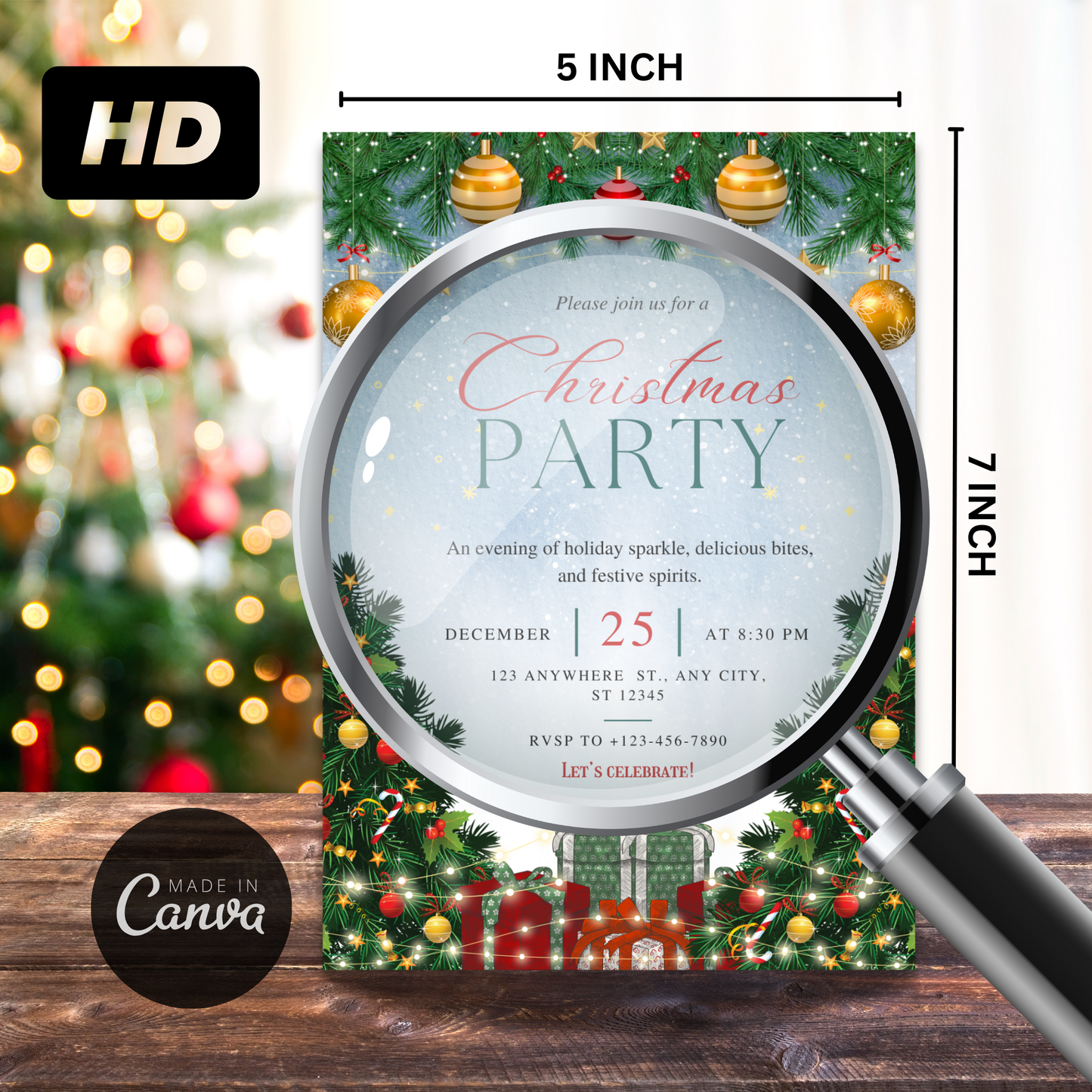 Editable Winter Christmas Invitation Template