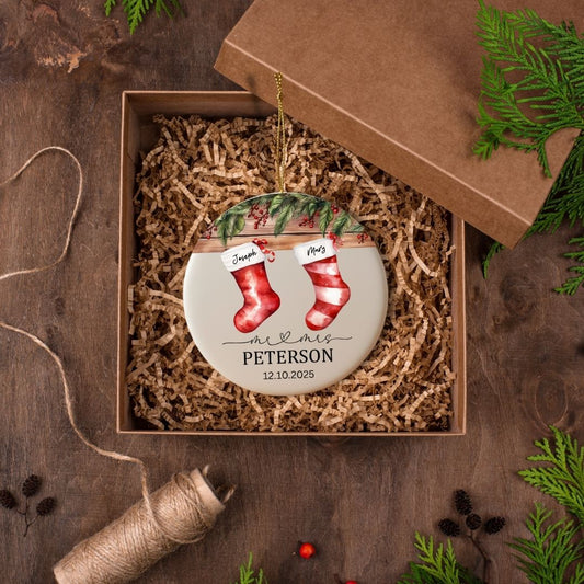 Personalized Mr & Mrs Keepsake Ceramic Ornament