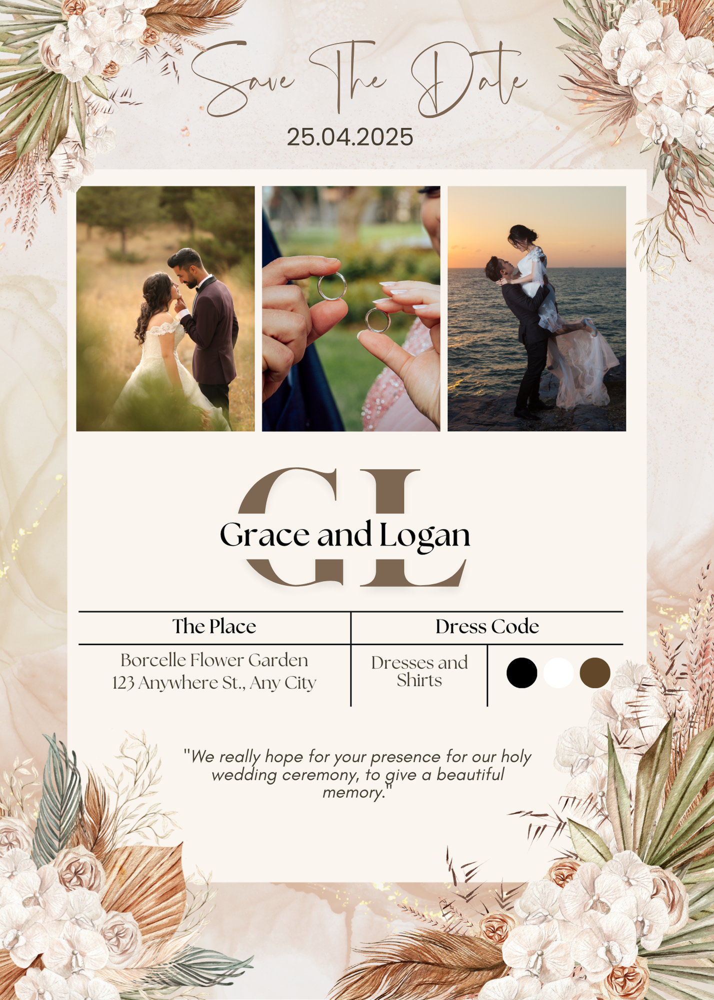 Rustic Boho Wedding Invitation Bundle – Editable Canva Templates + Video Invite