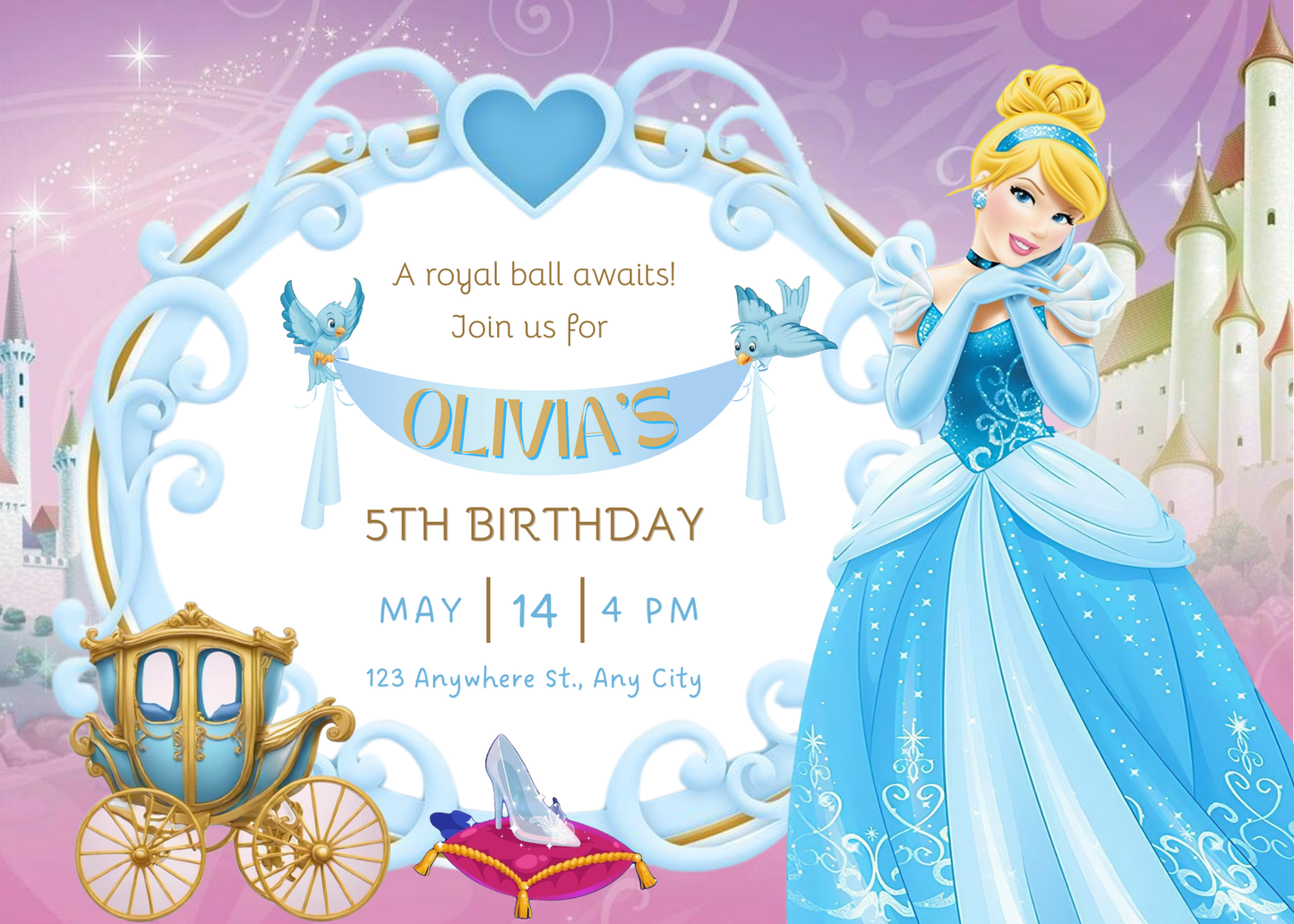 Cinderella Birthday Invite | Fairytale Princess Party Invitation