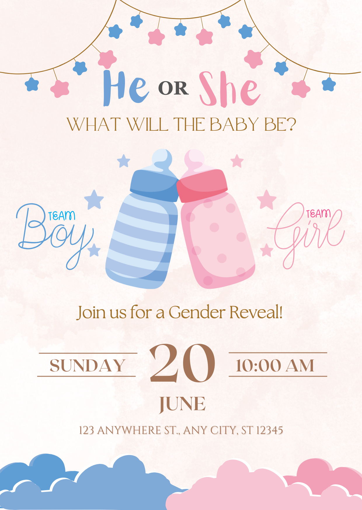 Editable Gender Reveal Invitations | Instant Download