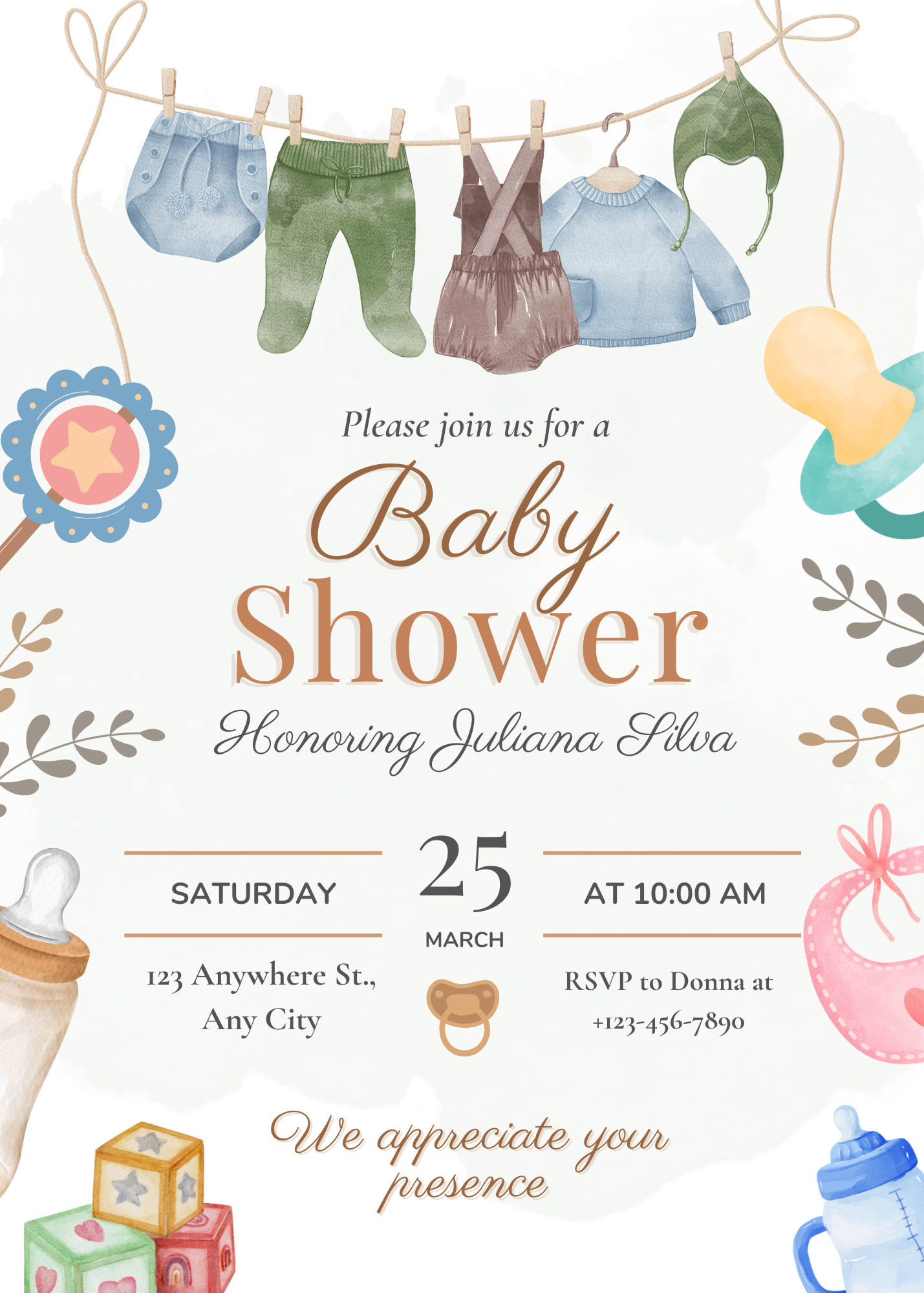 Editable Modern Baby Shower Invitation Template