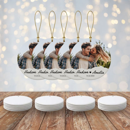Personalized Couple Photo Ceramic Ornament