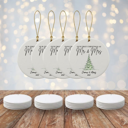 Personalized Mr & Mrs Wedding Ceramic Ornament
