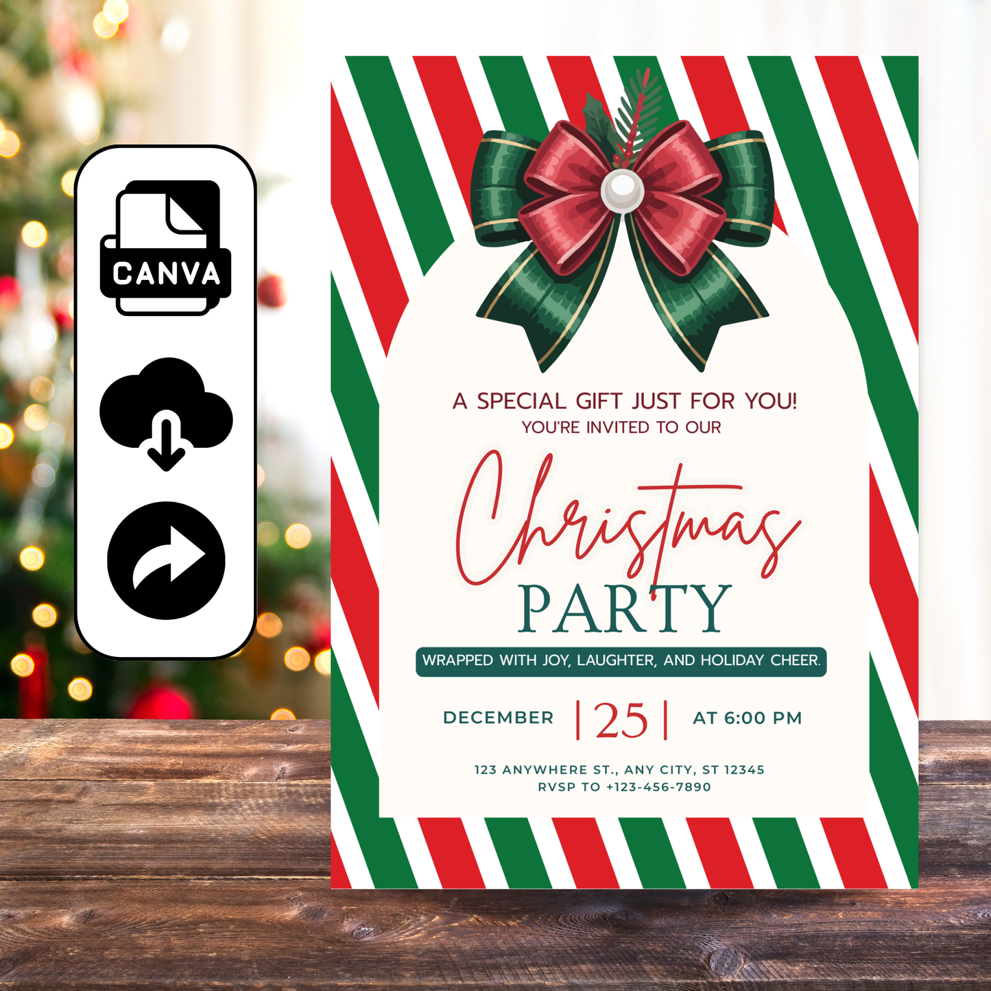 Printable Gift Wrap Design Christmas Party Invitation Template