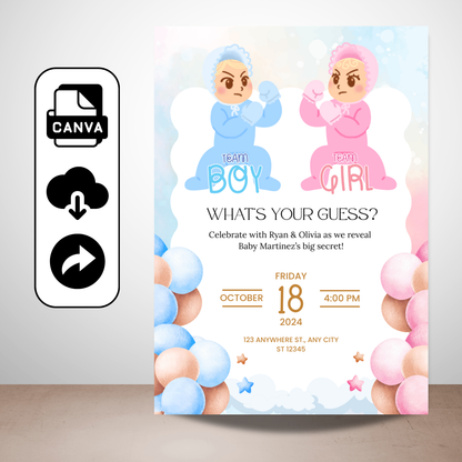 Gender Reveal Invitation Templates | Baby Reveal