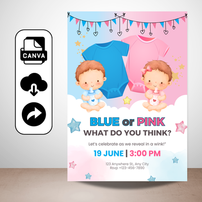 Baby Reveal Invitation Cards | Gender Reveal Invite