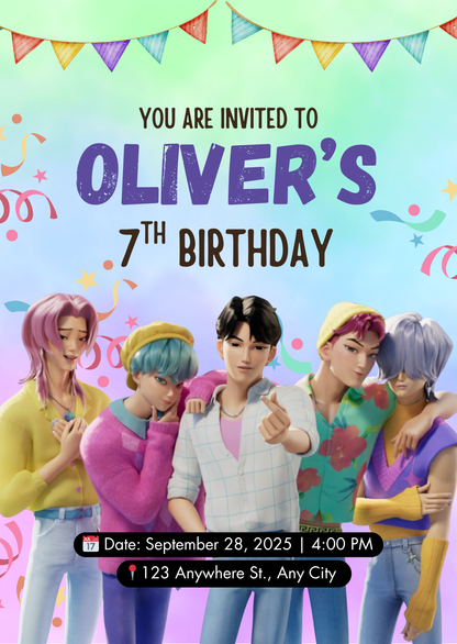 Saja Boys Birthday Invitation Custom Design Template