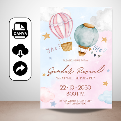 Cute Gender Reveal Invitations | Editable Templates