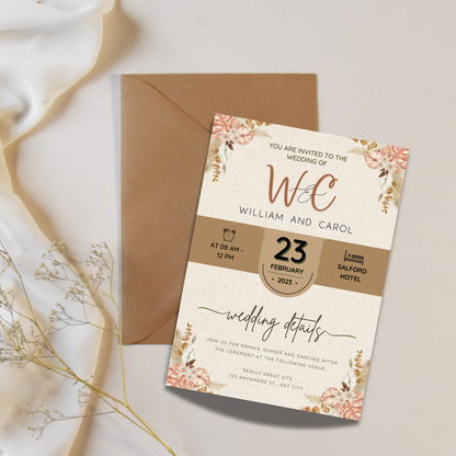 Boho Wedding Invitation Canva Bundle with Video Invite – Editable Templates