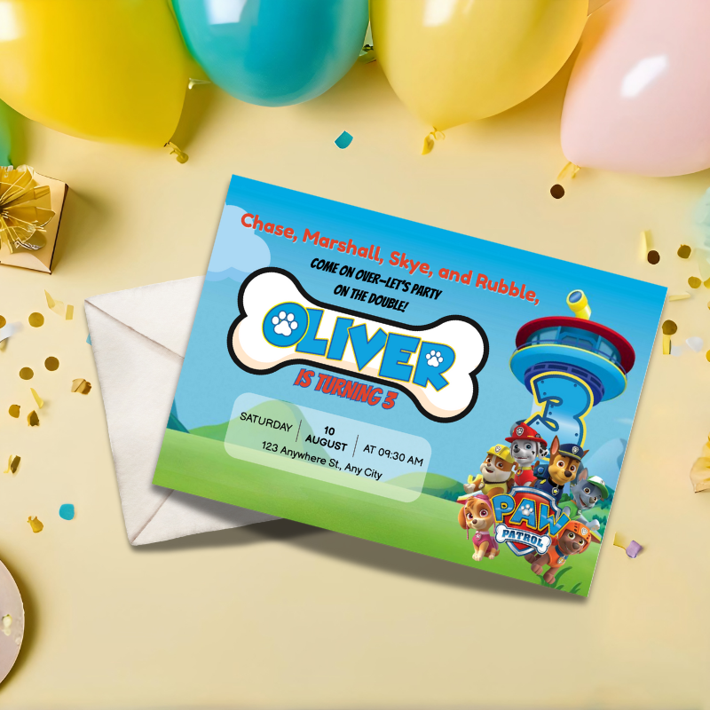 Editable Puppy Rescue Birthday Invite – Personalized Template for Kids Party