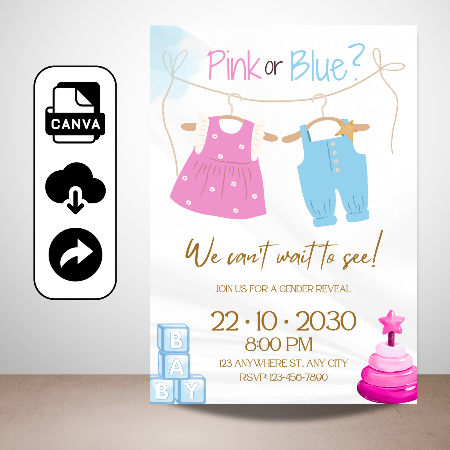 Gender Reveal Party Invitations | Printable Invite