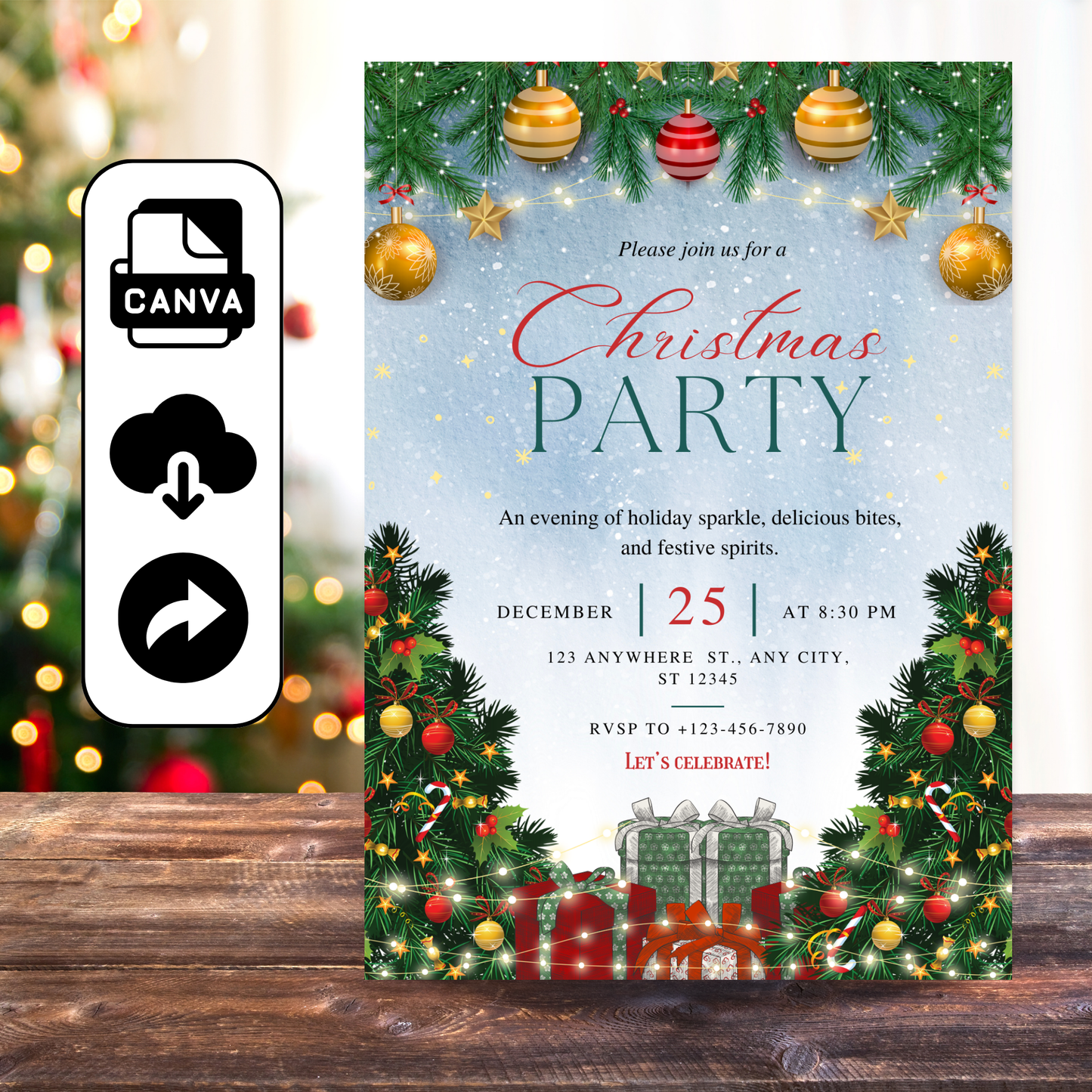 Editable Winter Christmas Invitation Template