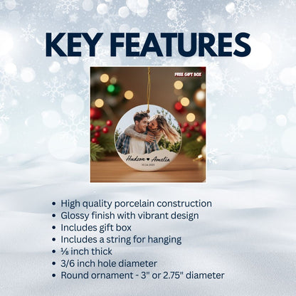 Personalized Couple Photo Ceramic Ornament