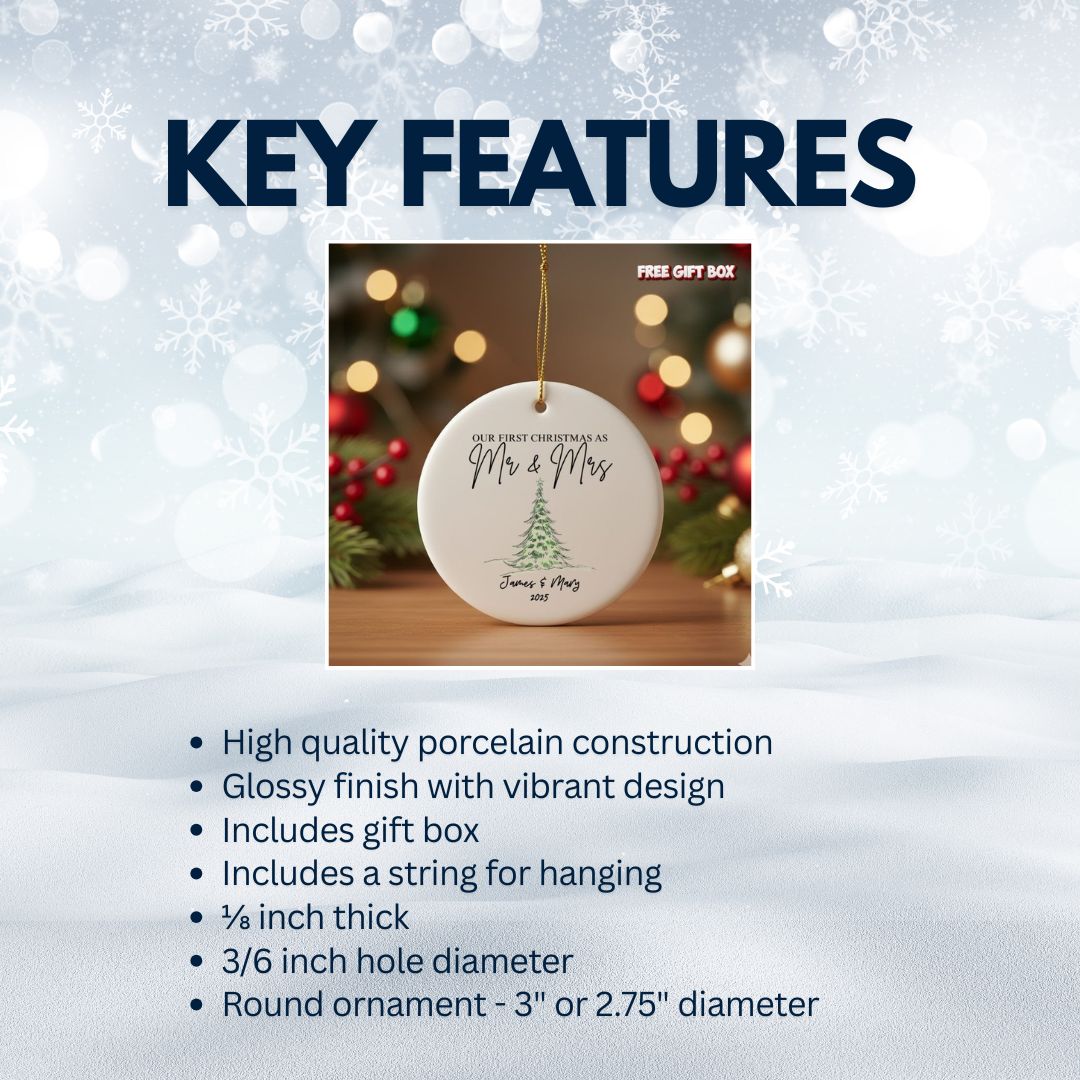 Personalized Mr & Mrs Wedding Ceramic Ornament