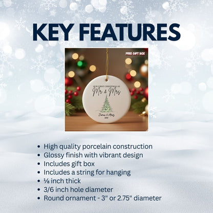 Personalized Mr & Mrs Wedding Ceramic Ornament