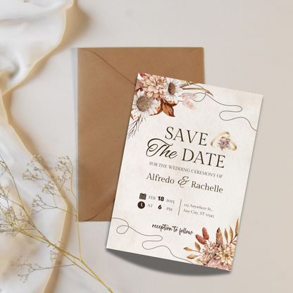Editable Boho Wedding Invite Bundle – Canva Templates + Video Invitation