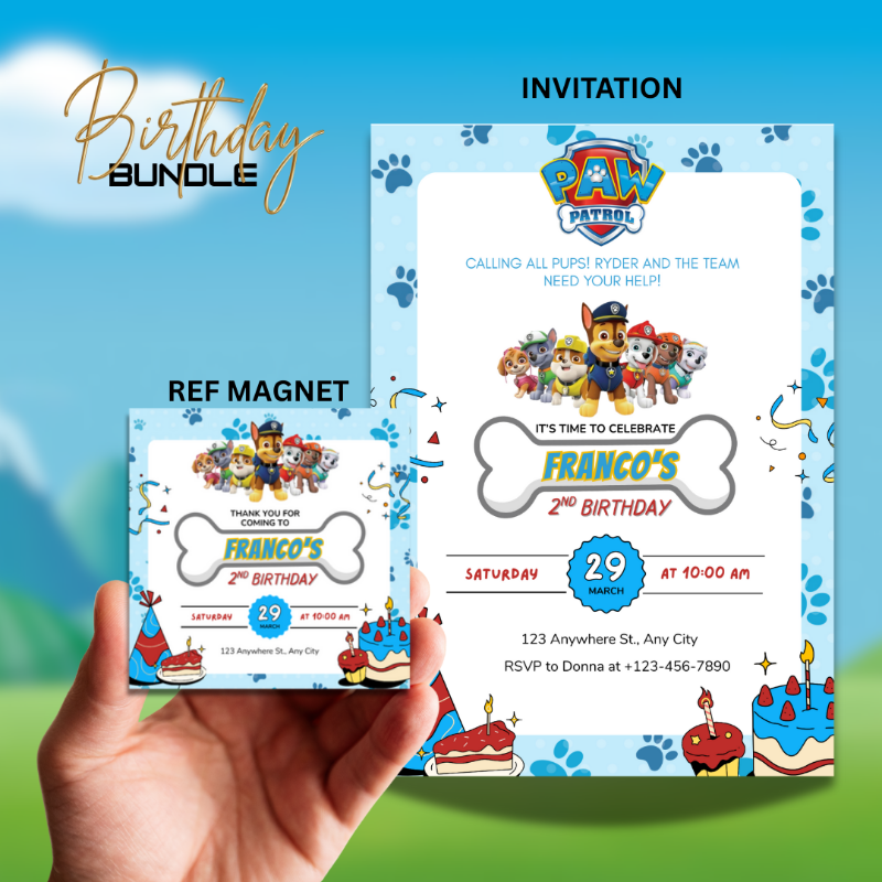 Pup Squad Birthday Invitation and Magnet Bundle