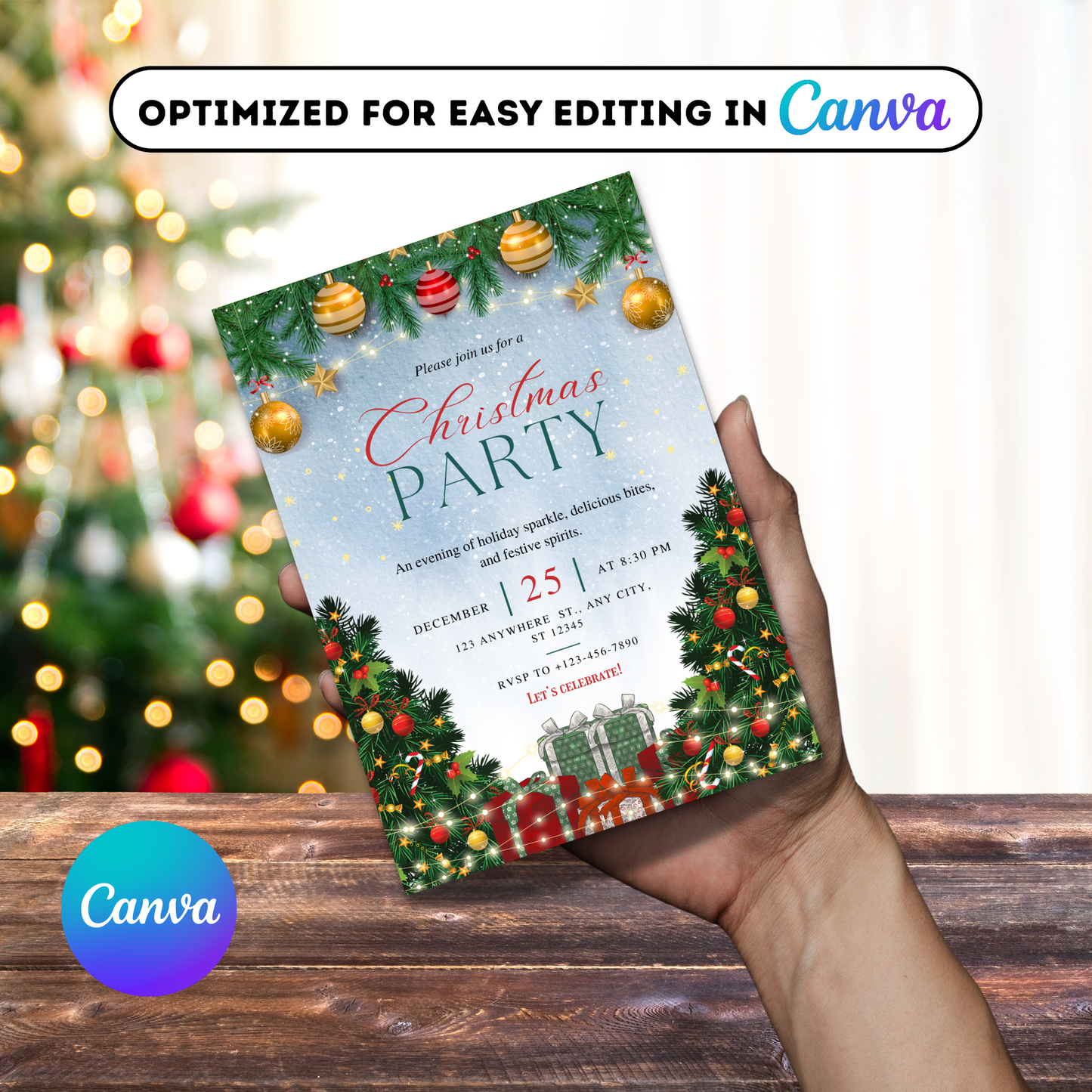 Editable Winter Christmas Invitation Template