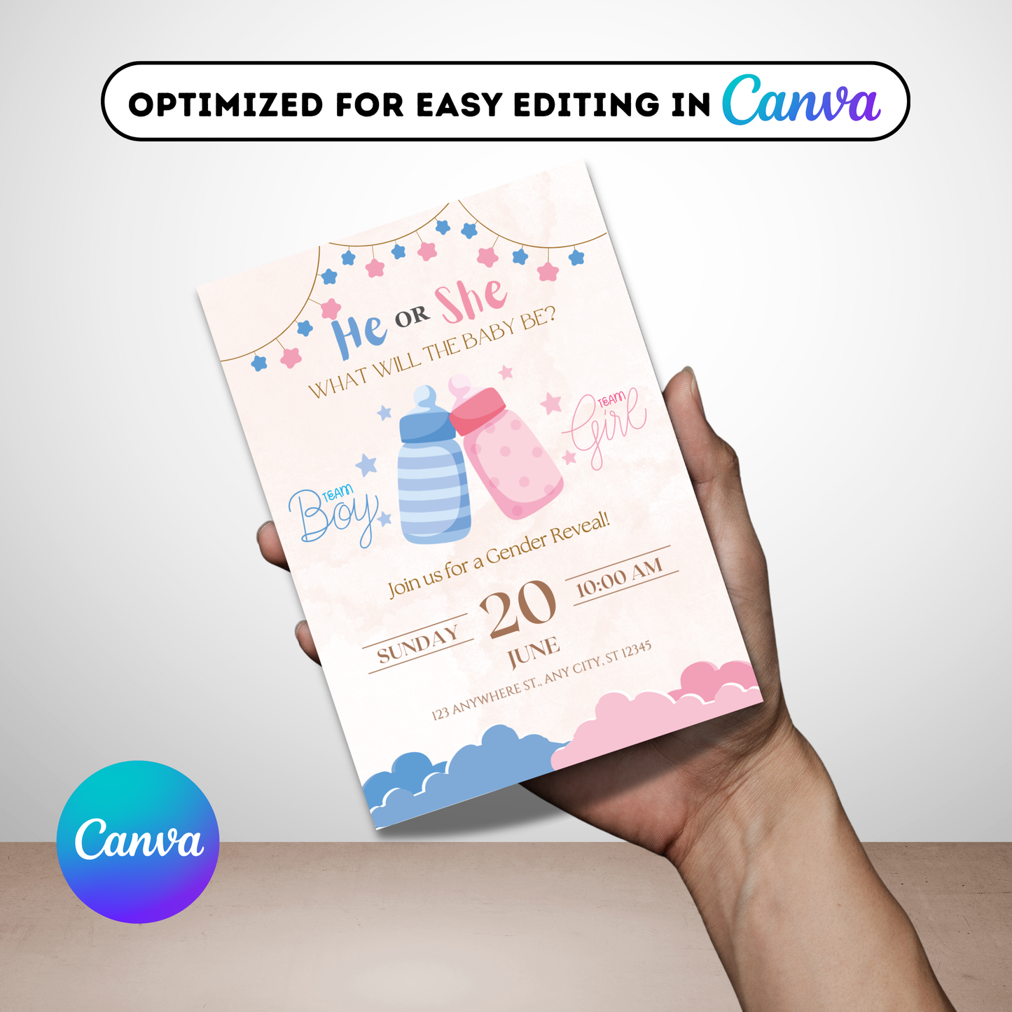 Editable Gender Reveal Invitations | Instant Download