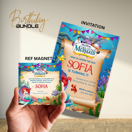 Royal Princess Birthday Invitation and Magnet Bundle