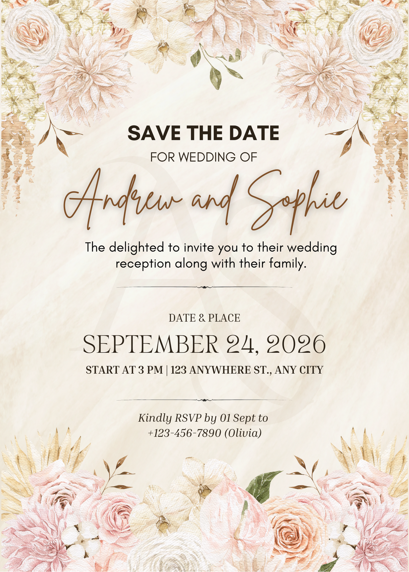 Boho Aesthetic Wedding Canva Bundle – Digital Invite Set with Video Invitation