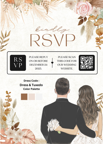 Boho Wedding Canva Template Bundle – Includes Video Invitation & Printables