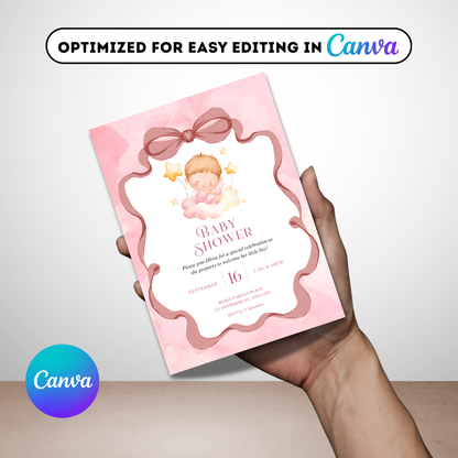 Editable Baby Shower Digital Canva Invitation Template