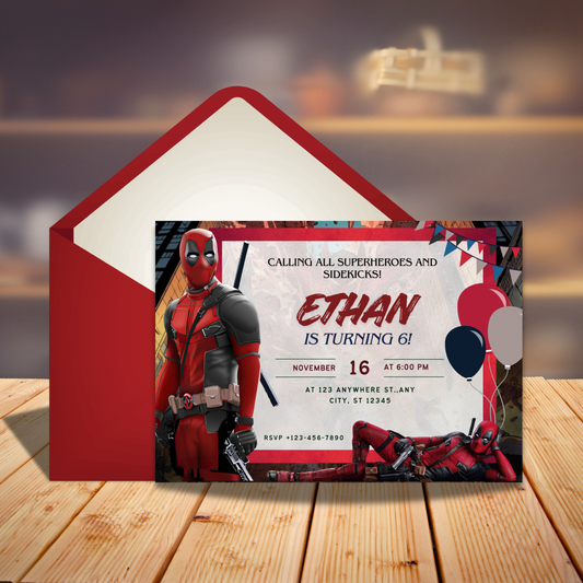 Red Comic Hero Birthday Invitation | Editable Canva Template