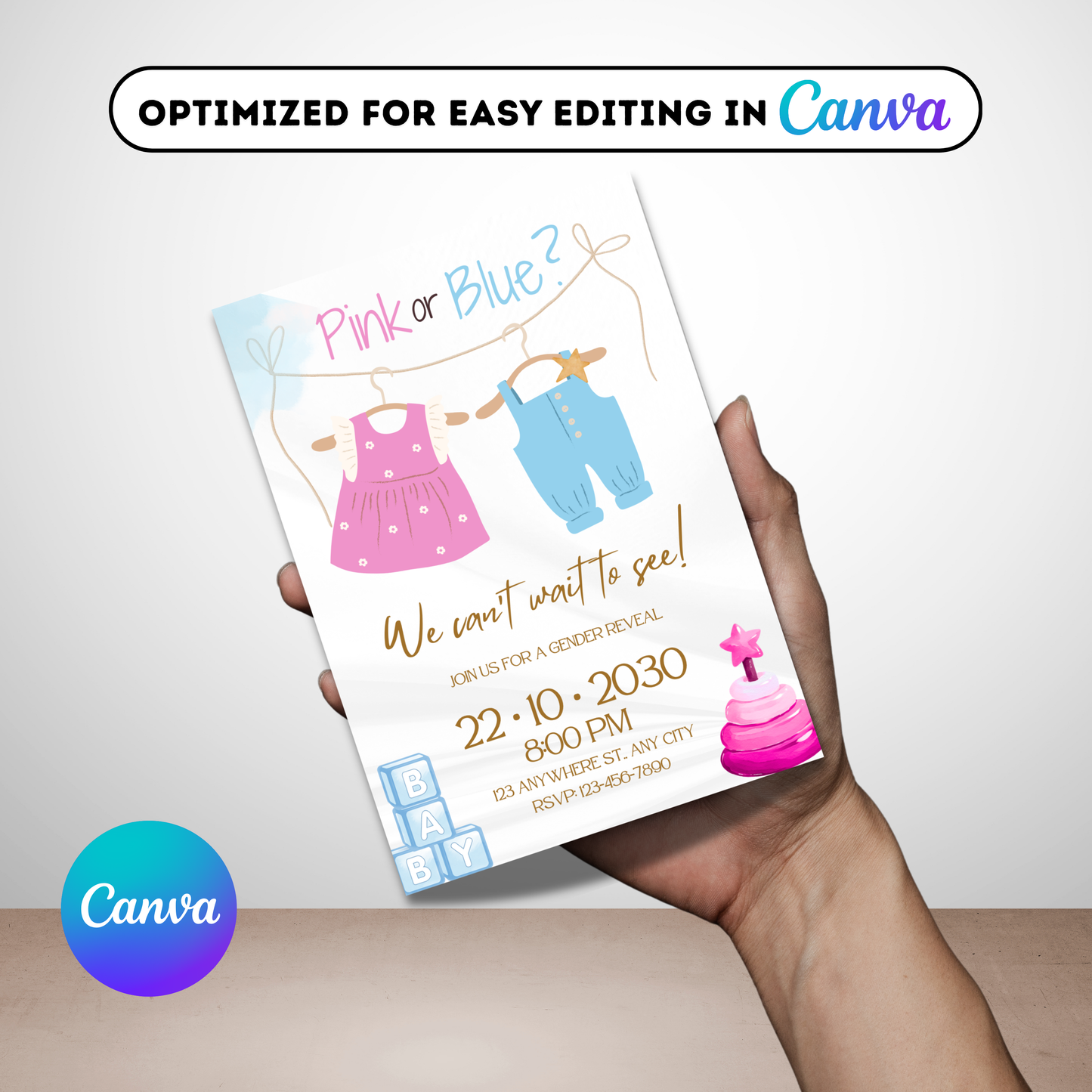 Gender Reveal Party Invitations | Printable Invite