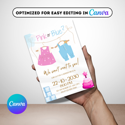 Gender Reveal Party Invitations | Printable Invite