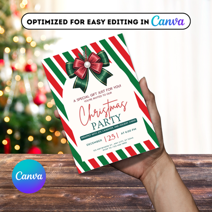 Printable Gift Wrap Design Christmas Party Invitation Template