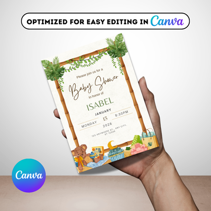 Instant Download Baby Shower Canva Invitation Template