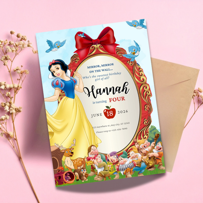 Snow White Birthday Invite | Enchanted Princess Party Invitation