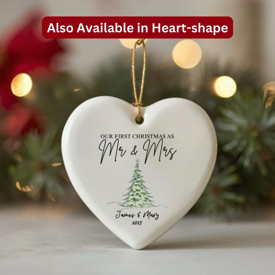 Personalized Mr & Mrs Wedding Ceramic Ornament