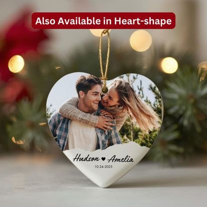 Personalized Couple Photo Ceramic Ornament