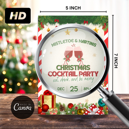 Editable Christmas Cocktail Party Invitation Template