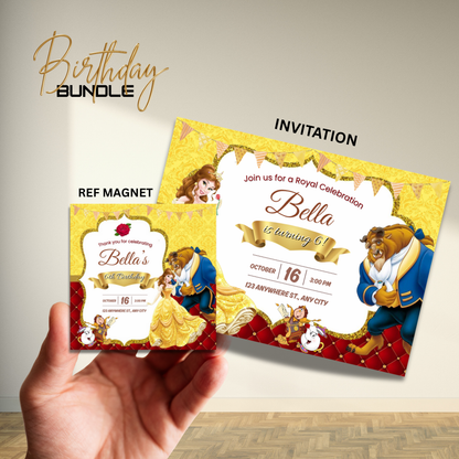 Royal Princess Birthday Invitation and Magnet Bundle