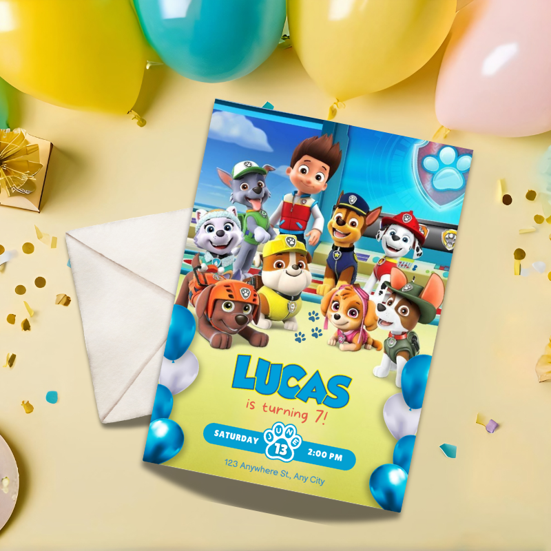 Puppy Patrol Birthday Invitation for Boys & Girls – Customized Template