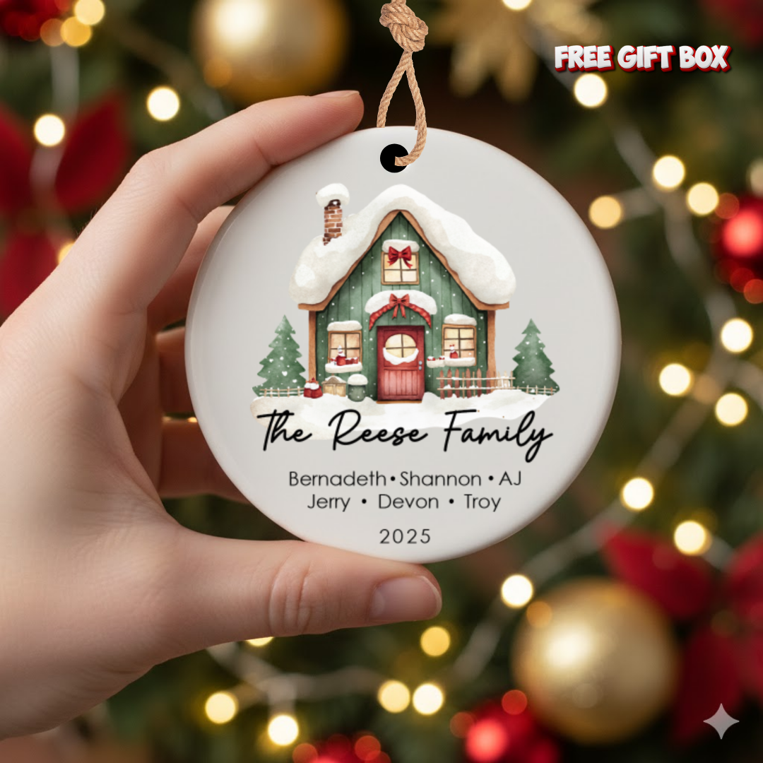Personalized Family Christmas Ceramic Ornament