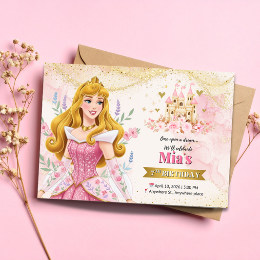 Sleeping Beauty Birthday Invite | Fairytale Princess Party Invitation