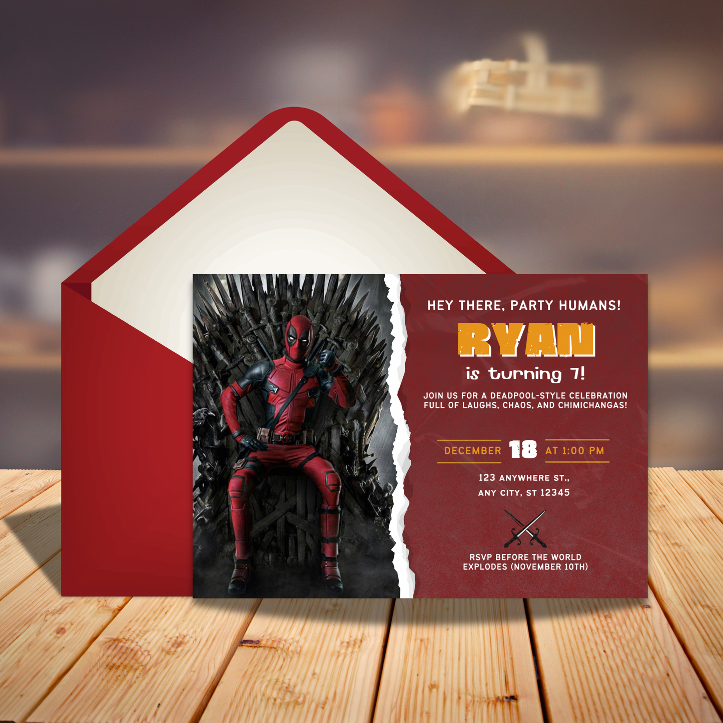 Superhero Birthday Invitation | Red Comic Hero Editable Canva Template