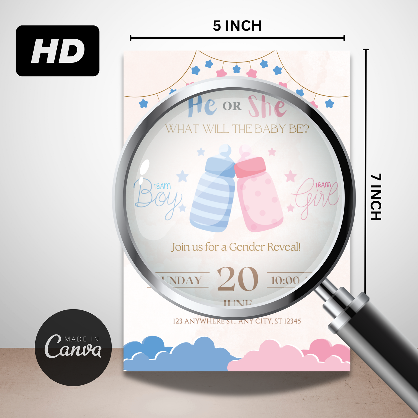 Editable Gender Reveal Invitations | Instant Download