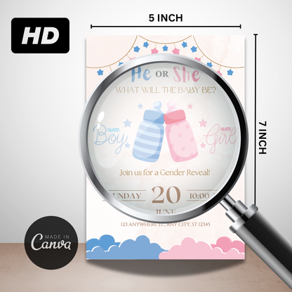 Editable Gender Reveal Invitations | Instant Download