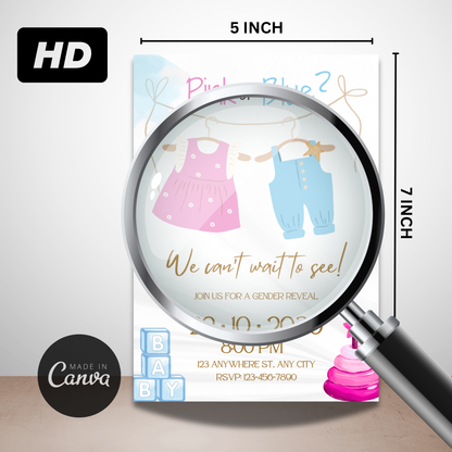 Gender Reveal Party Invitations | Printable Invite