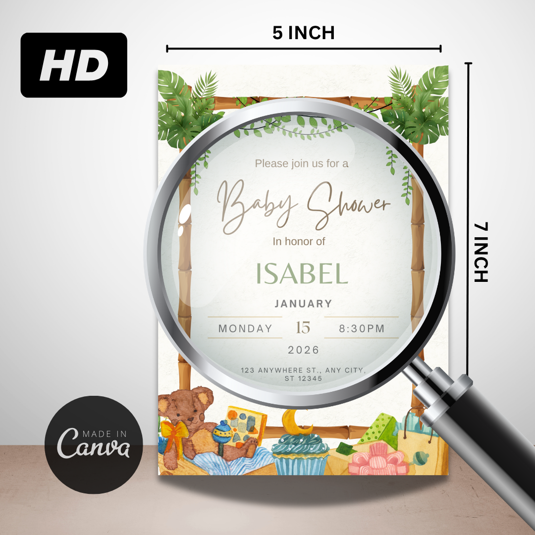 Instant Download Baby Shower Canva Invitation Template