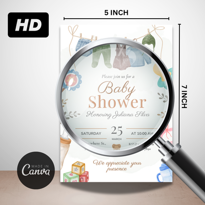 Editable Modern Baby Shower Invitation Template