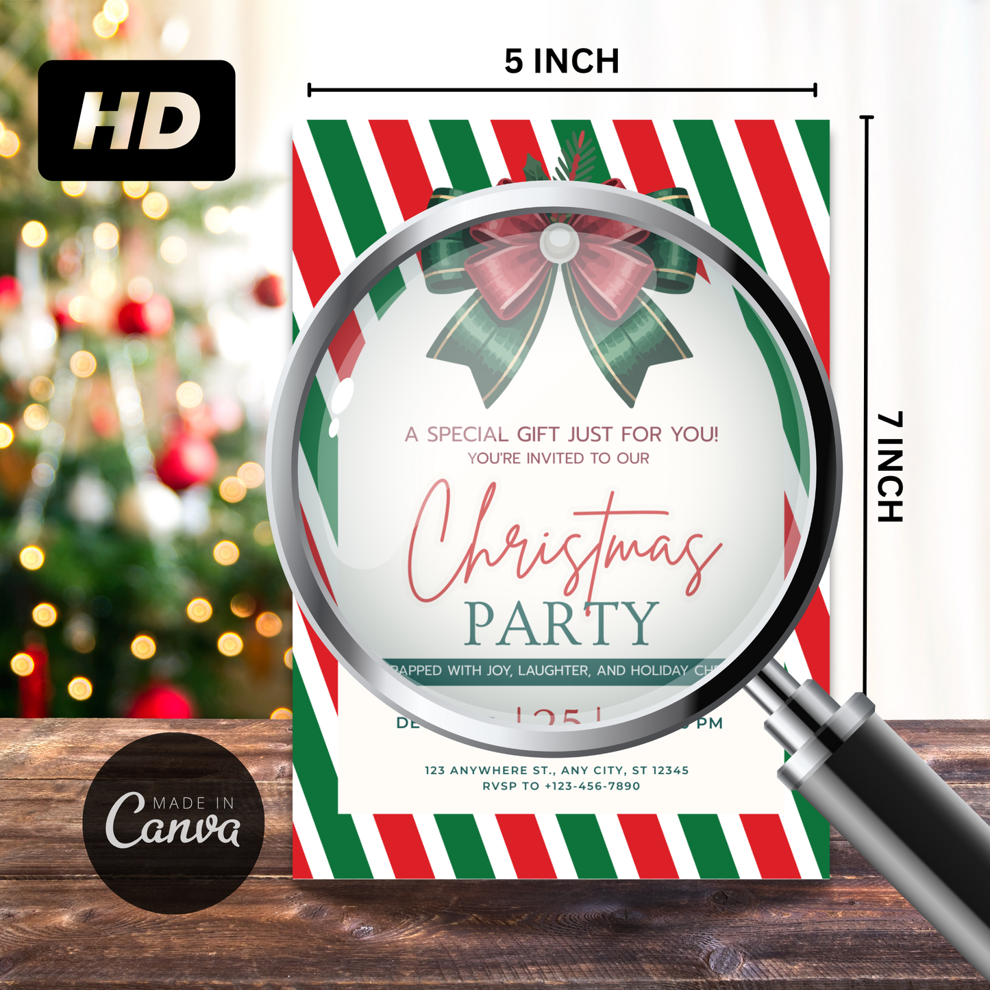 Printable Gift Wrap Design Christmas Party Invitation Template