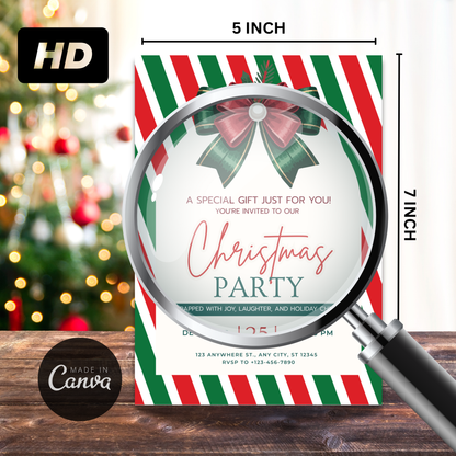 Printable Gift Wrap Design Christmas Party Invitation Template